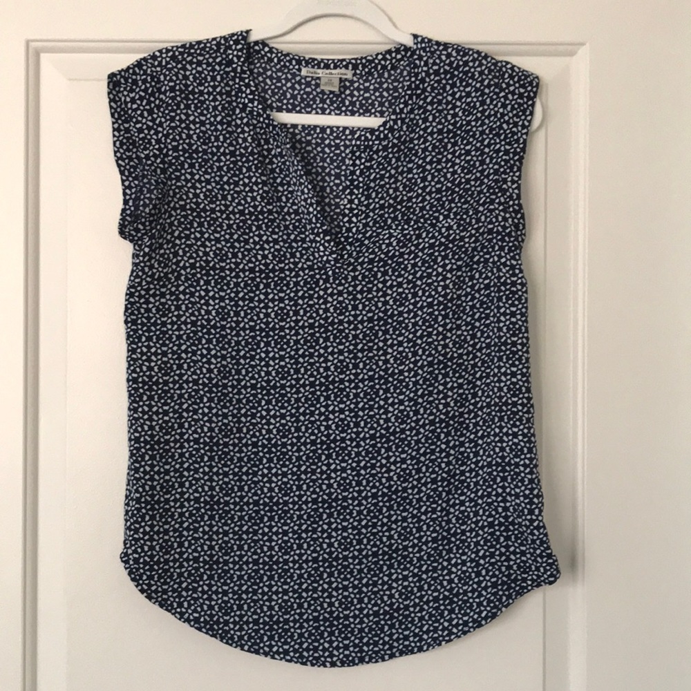 Dalia Collection blue/white printed blouse
